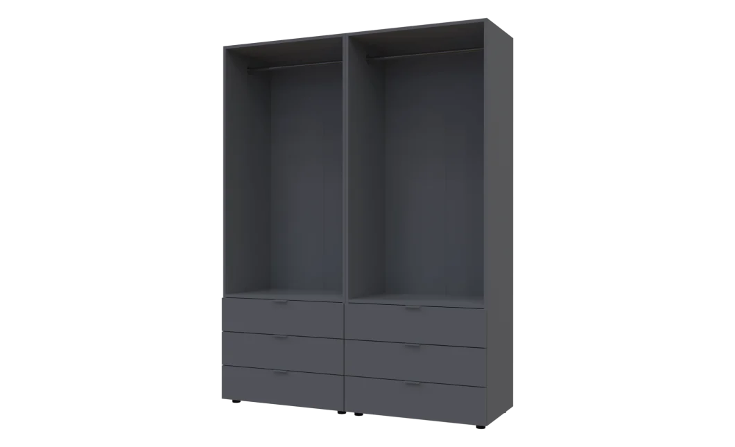 Šatní skříň na oblečení Doros Gelar set Grafit 2+2 dveře 155×49,5×203,4 (42002131)