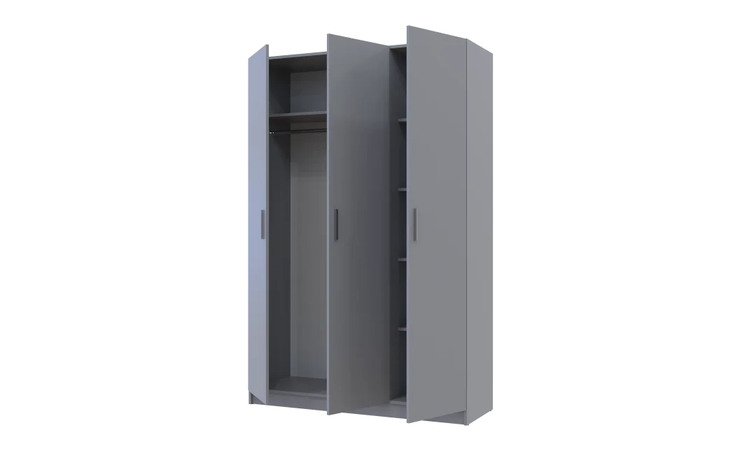 Šatní skříň Promo Šedá 3 dveře 135x48x204 (80737765)