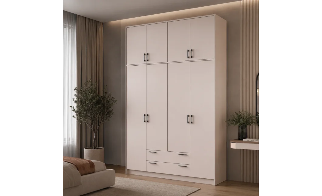 Šatní skříň Doros Rondy s s vysokým nástavcem Kašmír 4 dvere 160x52x260 (80738488)