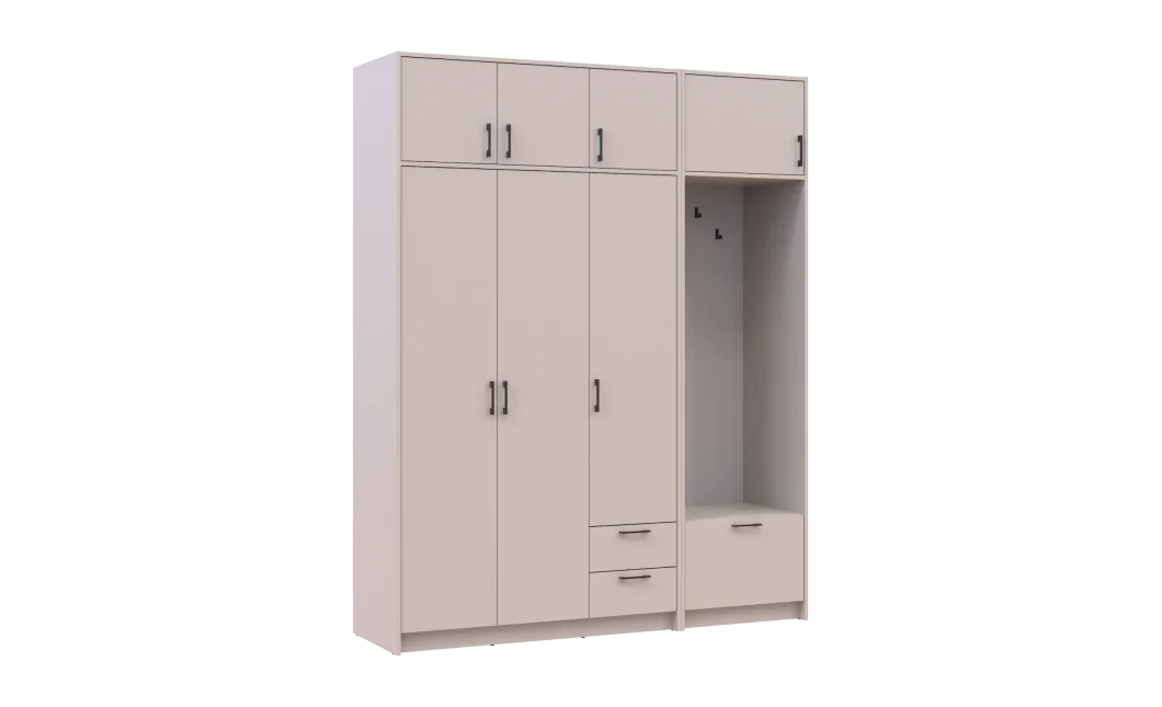 Šatní skříň Doros Rondi s věšákem a nástavcem Kašmír 3 dvere 181x52x236 (42005395)