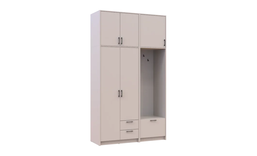 Šatní skříň Doros Rondi s věšákem a vysokým nástavcem Kašmír 2 dvere 142x52x260 (42005397)