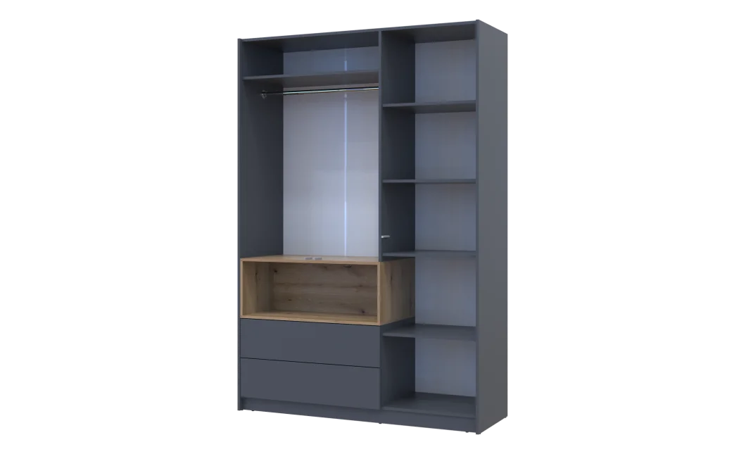 Skříň na oblečení s nikou Doros Dale Antracit/Dub Evok 3 dveře 150 × 52 × 220 (44900526)