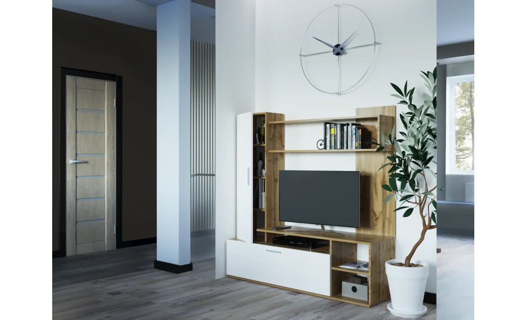 Obývací stěna Doros Kona Dub Evok / Bílý 151 × 40 × 147 (44900388)