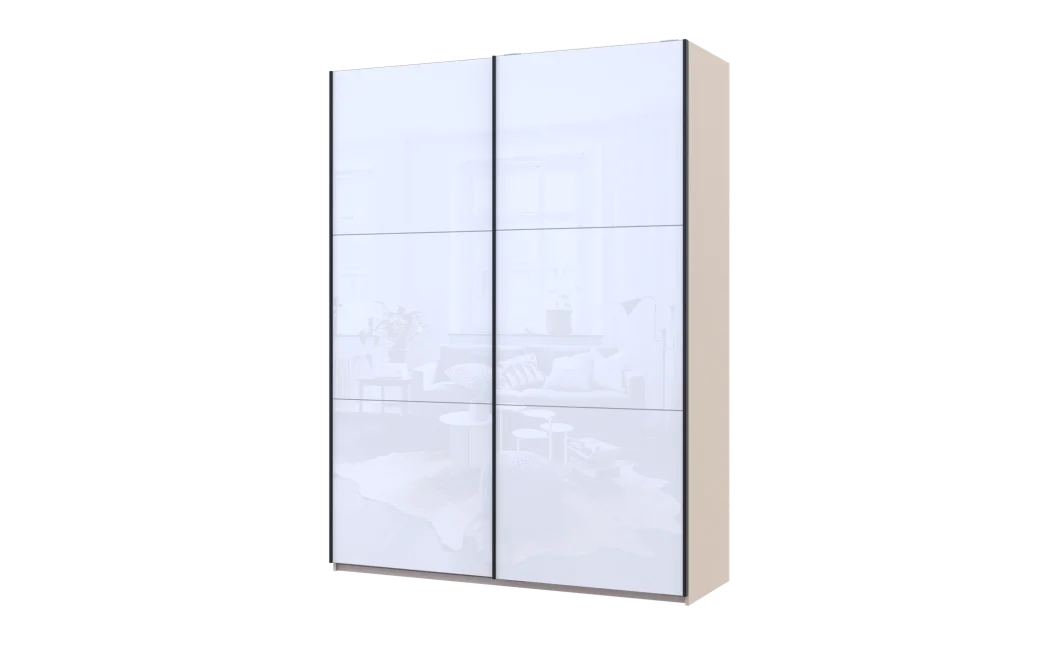 Šatní skříň s posuvnými dveřmi Doros G-Caiser Kašmír / Bílá 2 skla / 3 části 180x60x240 (42005325)