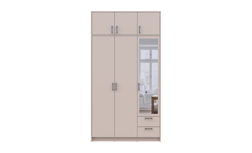 Šatní skříň Doros Rondy se zrcadlem a nadstavcem Kašmír 3 dvere 121x52x236 (80738475)