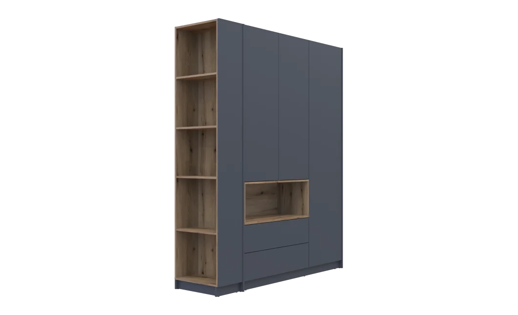 Šatní skříň s výklenkem a regálem Doros Dale Antracit/Dub Evok 3 dveře 178×52×220 (42005338)