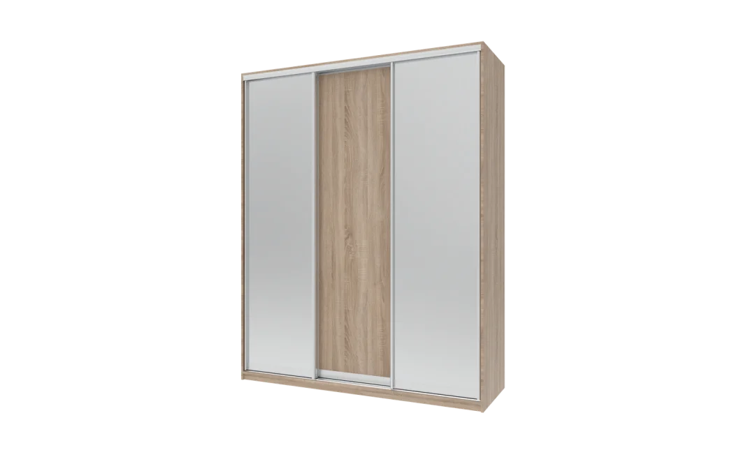 Šatní skříň Doros City Light Dub Sonoma 1 DTD / 2 zrcadla 180×60×225 (44900030)