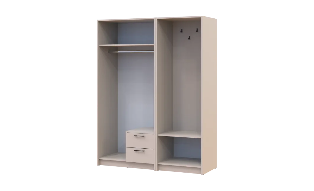 Šatní skříň Doros Rondi s věšákem a zrcadlem Kašmír 2 dvere 142x52x195 (42005400)