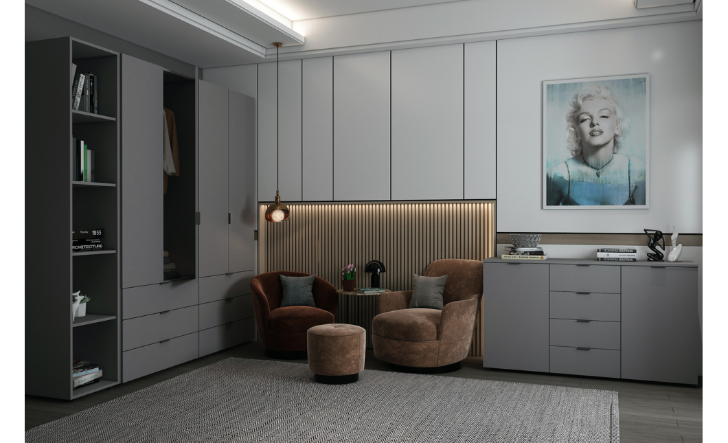Komoda Doros Ron 5 Grafit 2 dveře 4 zásuvky 140 × 38 × 81 (44900235)