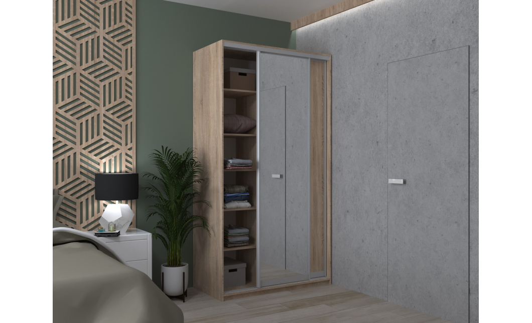 Šatní skříň Doros City Light Dub Sonoma 1 DTD / 1 zrcadlo 120×60×225 (42002035)