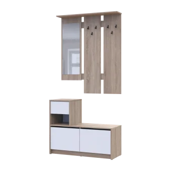 Předsíň Bela Dub Sonoma/Bílá 1 DTD / 1 zrcadlo 100×40×210 (44900410)
