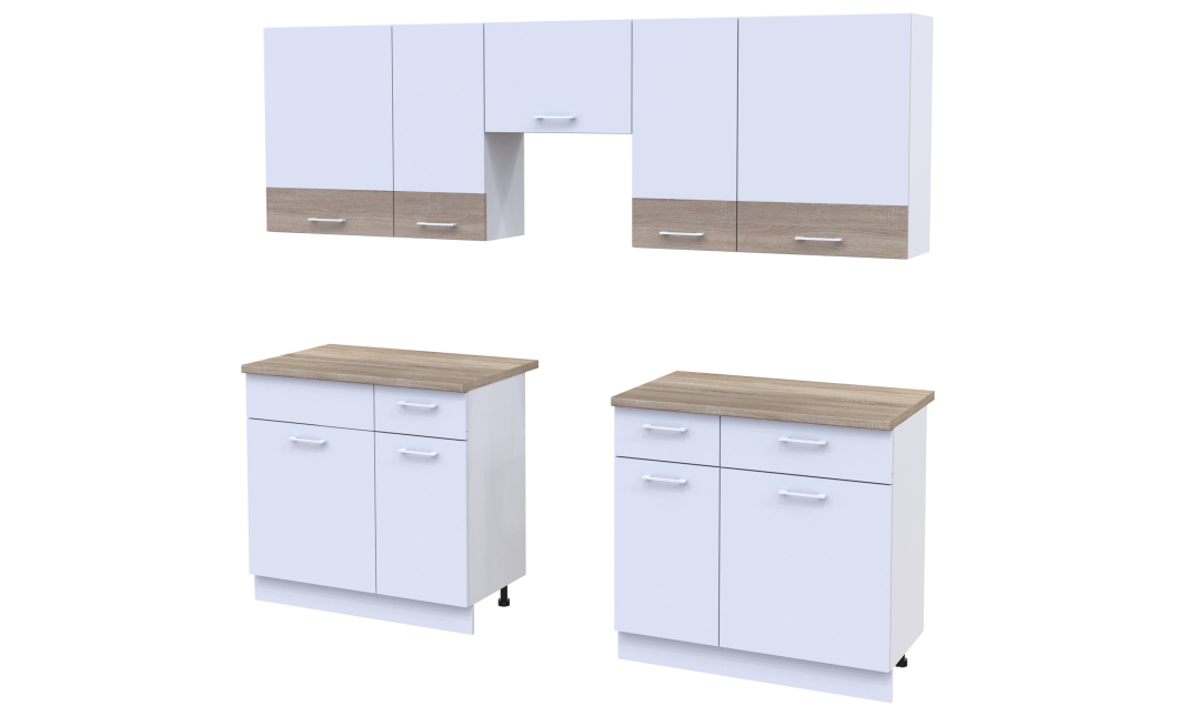 Kuchyně Lea Doros 2,6 m Bílá/Dub Sonoma DTD 260×60×250 (81000009)
