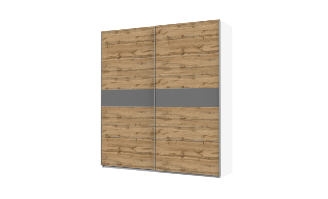 Šatní skříň Doros G-Caiser Bílá / Dub Evok  vložka Grafit 2 DTD / 5 části 220×60×240 (44900390)