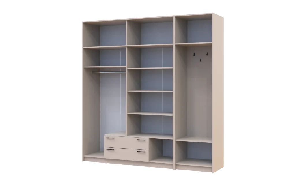 Šatní skříň Doros Rondi s věšákem a nástavcem Kašmír 4 dvere 220x52x236 (42005396)