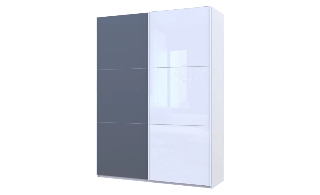 Skříň s posuvnými dveřmi Doros G-Caiser Bílá Grafit/Bílá 1 DTD / 1 sklo / 3 části 180x60x240 (42005094)
