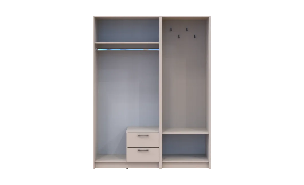 Šatní skříň Doros Rondi s věšákem a zrcadlem Kašmír 2 dvere 142x52x195 (42005400)