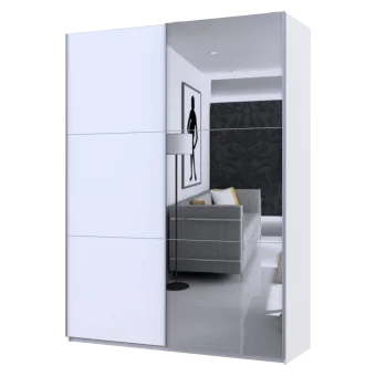Skříň s posuvnými dveřmi Doros G-Caiser Bílá/Bílá 1 DTD / 1 zrcadlo 180x60x240 (42005028)