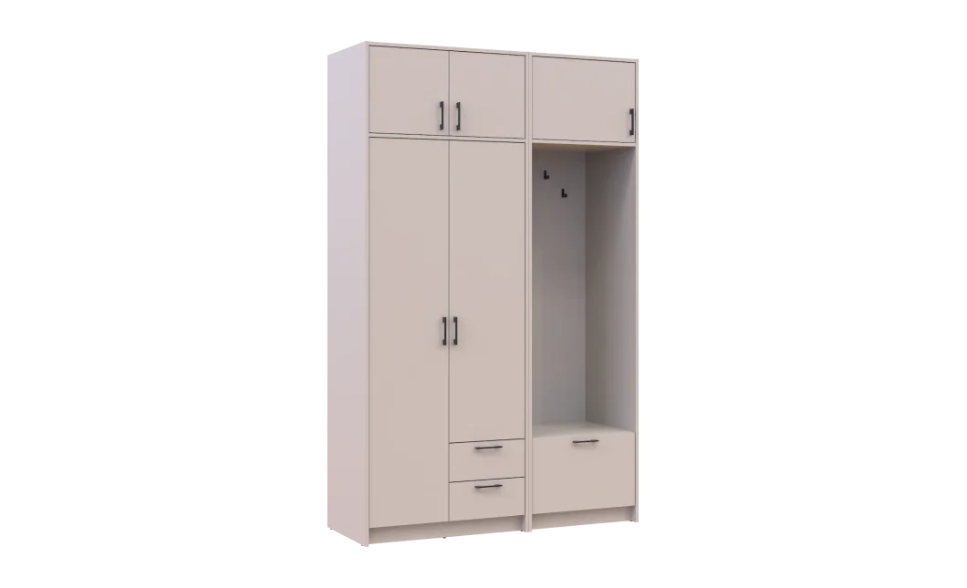 Šatní skříň Doros Rondi s věšákem a nástavcem Kašmír 2 dvere 142x52x236 (42005394)