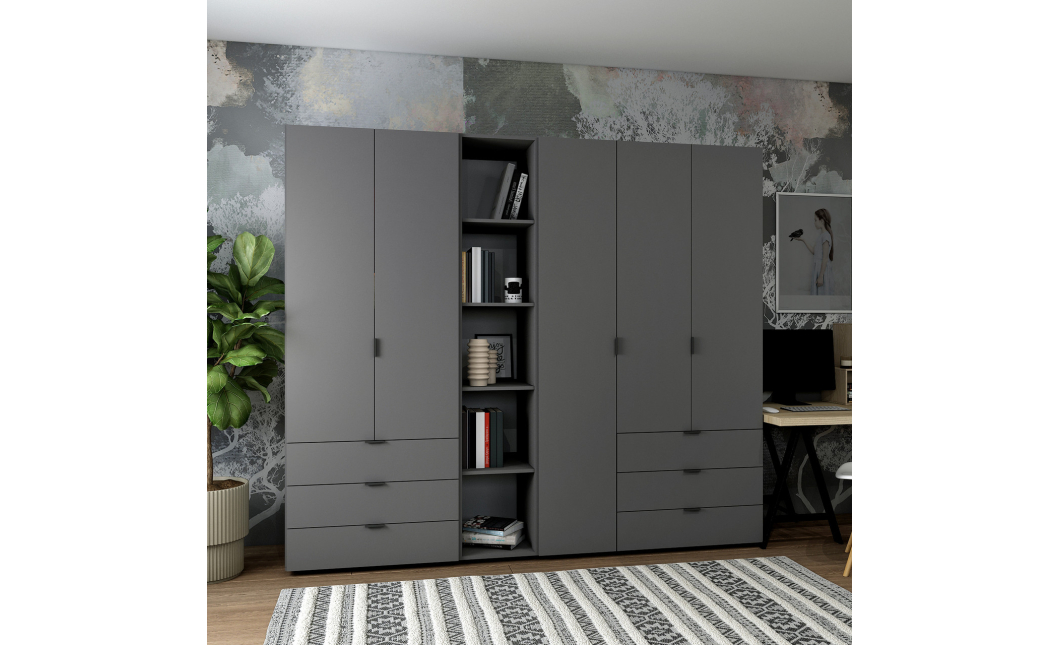 Set Doros Gelar s regálem Grafit 2+3 dveře 231,9×49,5×203,4 (42005057)