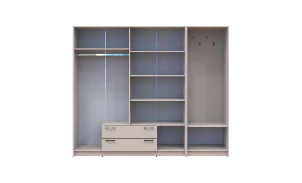 Šatní skříň Doros Rondi s věšákem a zrcadlem Kašmír 4 dvere 220x52x195 (42005402)