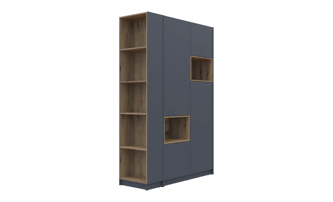 Šatní skříň s výklenkem a regálem Doros Dale Antracit/Dub Evok 2 dveře 143,2×52×220 (42005337)