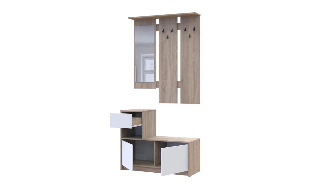 Předsíň Bela Dub Sonoma/Bílá 1 DTD / 1 zrcadlo 100×40×210 (44900410)