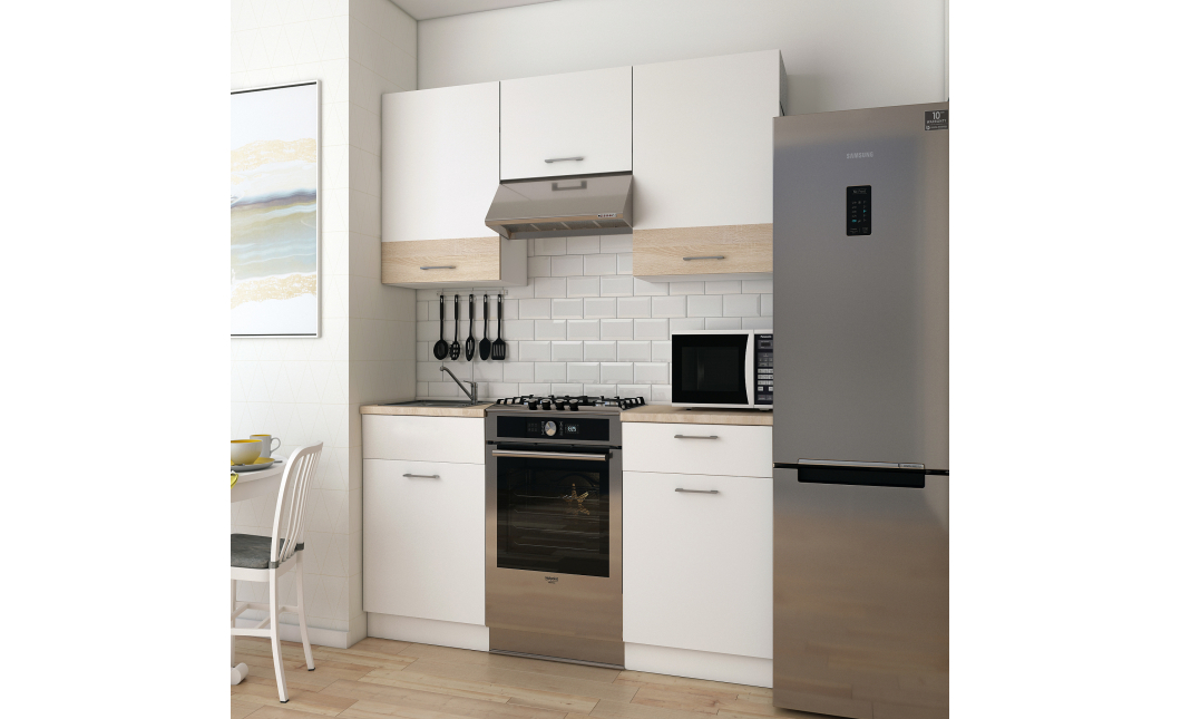 Kuchyně Lea Doros 1,8 m Bílá/Dub Sonoma DTD 180×60×250 (81000010)