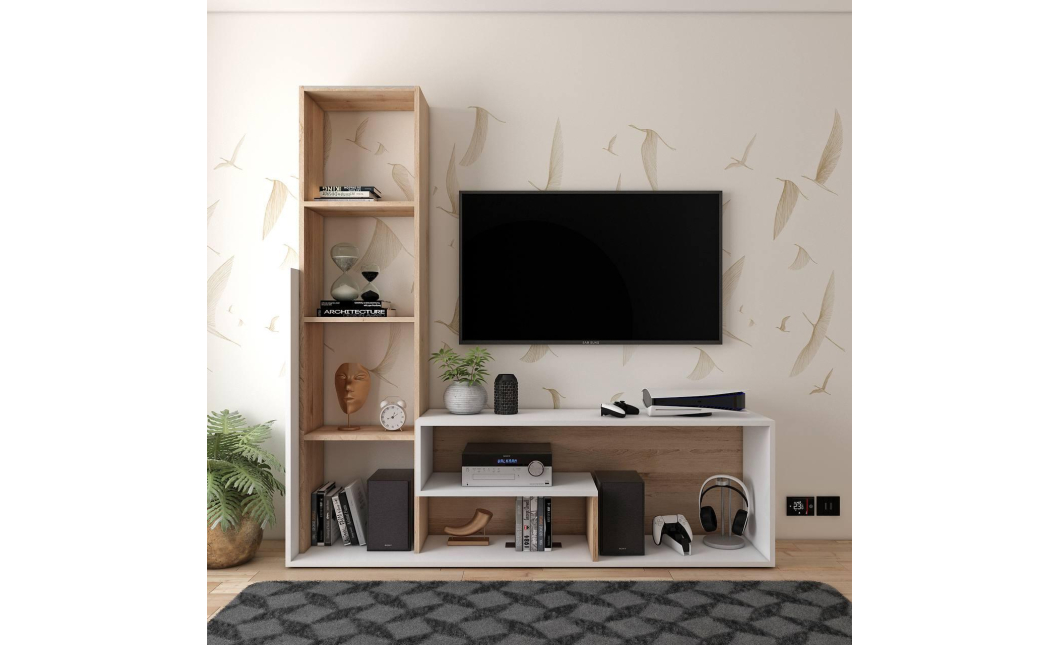 Obývací stěna Doros Etana Dub Artisan / Bílý 150 × 30 × 150 (41510097)