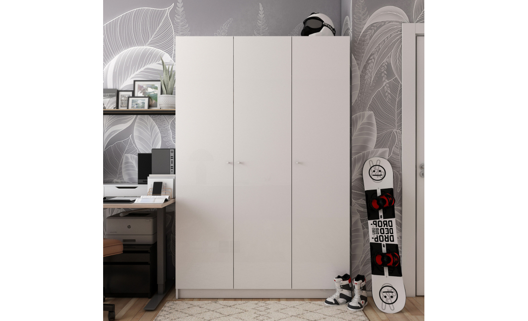 Skříň na oblečení Doros Promo Bílá 3 dveře 135×48×204 (80737071)