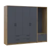 Šatní skříň Doros Rondi s věšákem Dub Artisan / Grafit, 4 dvere 220×52×195 (42005293)