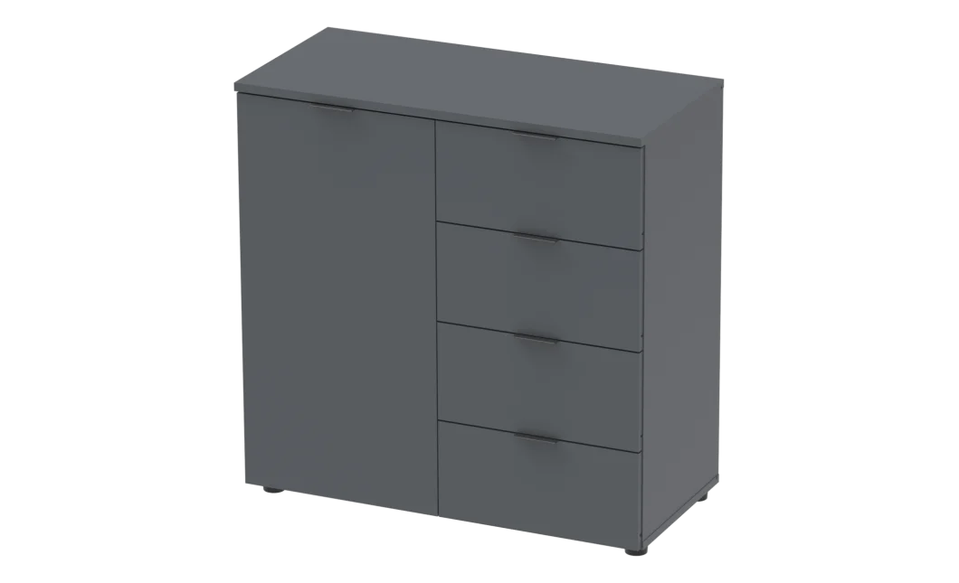 Komoda Doros Ron 1 1 dveře 4 zásuvky Grafit 80 × 38 × 81 (41516006)