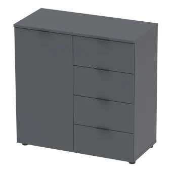 Komoda Doros Ron 1 1 dveře 4 zásuvky Grafit 80 × 38 × 81 (41516006)