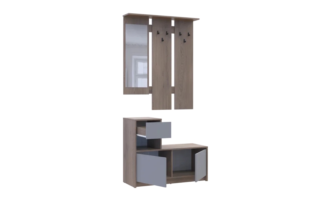 Předsíň Bela Cremona Cannolo/Šedá 1 DTD / 1 zrcadlo 100×40×210 (44900413)
