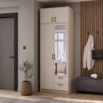 Šatní skříň Doros Rondy se zrcadlem a nadstavcem Kašmír 2 dvere 82x52x236 (80738470)