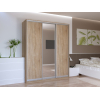 Šatní skříň Doros City Light Dub Sonoma 2 DTD / 1 zrcadlo 180×60×225 (41070010)