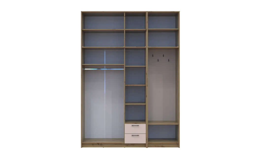 Šatní skříň Doros Rondi s věšákem a vysokým nástavcem Dub Artisan / Kašmír, 3 dvere 181×52×260 (42005288)