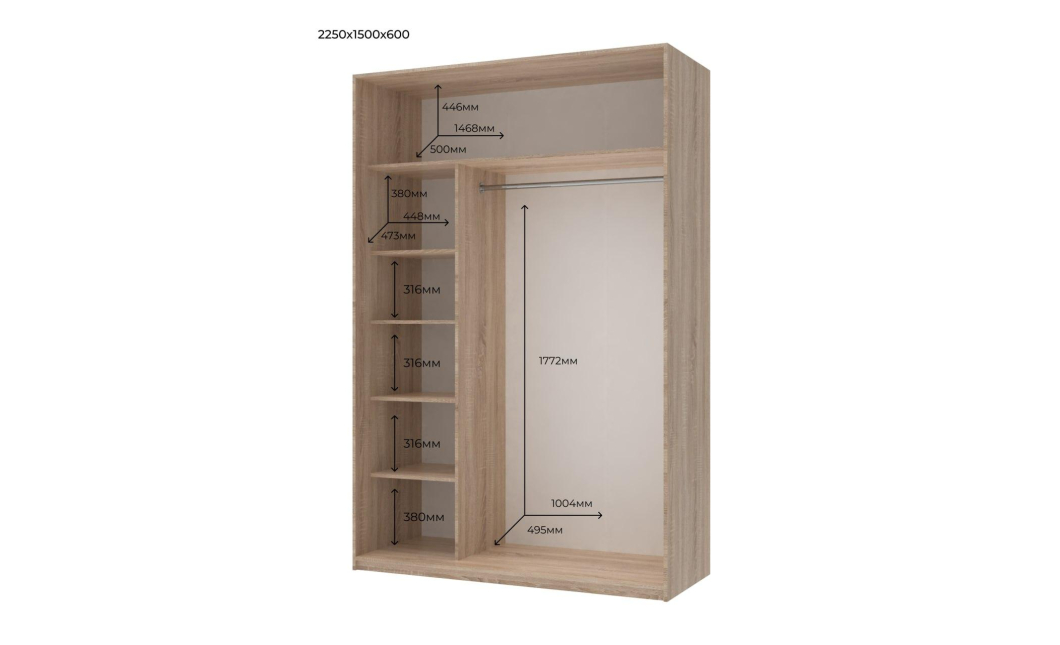Šatní skříň Doros City Light Dub Sonoma 2 DTD 150×60×225 (42002012)
