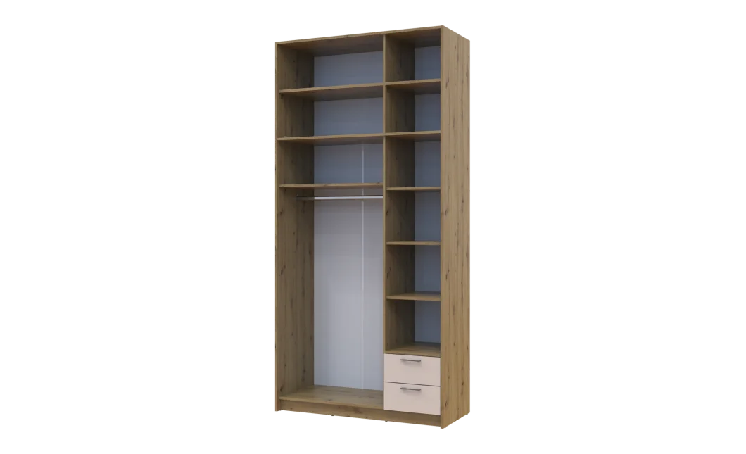 Šatní skříň Doros Rondy s vysokou antresolou Dub Artisan/Kašmír 3 dvere 121×52×260 (42005193)