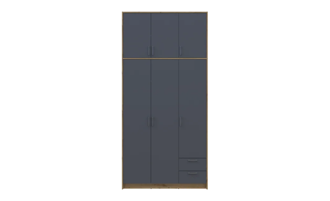 Šatní skříň Doros Rondy s vysokou antresolou Dub Artisan/Grafit 3 dvere 121×52×260 (42005187)