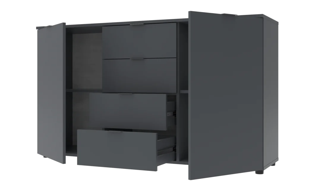 Komoda Doros Ron 5 Grafit 2 dveře 4 zásuvky 140 × 38 × 81 (44900235)