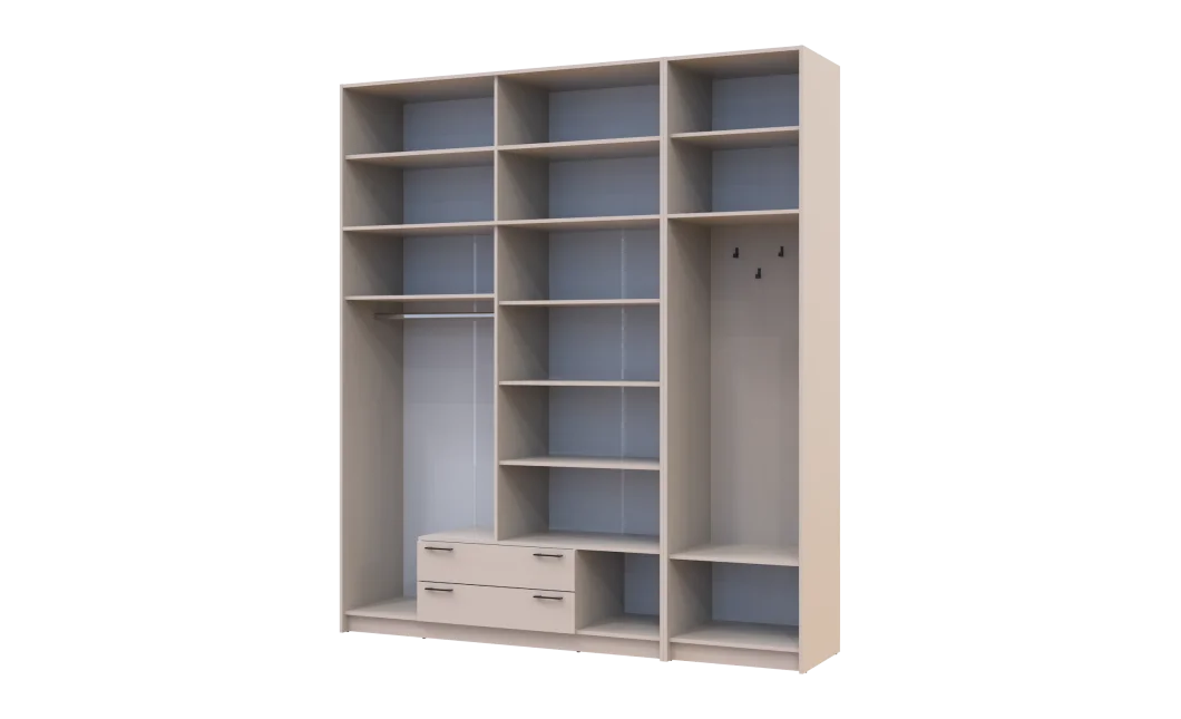 Šatní skříň Doros Rondi s věšákem, zrcadlem a vysokým nástavcem Kašmír 4 dvere 220x52x260 (42005408)