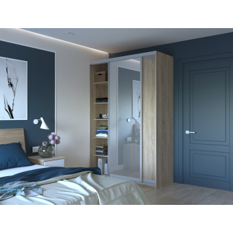 Šatní skříň Doros City Light Dub Sonoma 1 DTD / 1 zrcadlo 150×60×225 (42002039)