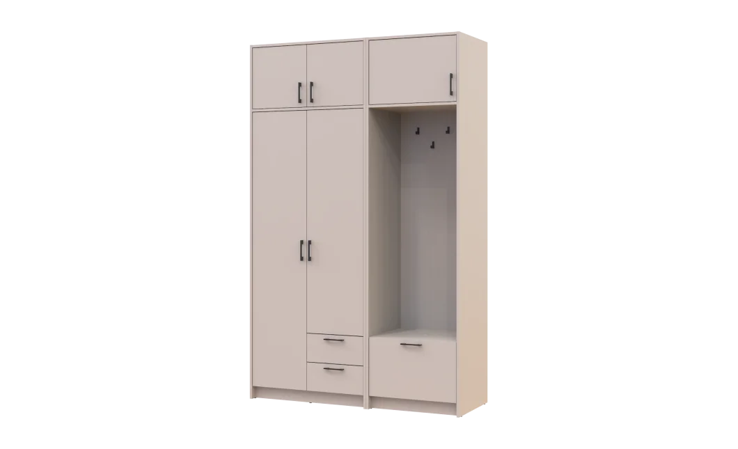 Šatní skříň Doros Rondi s věšákem a nástavcem Kašmír 2 dvere 142x52x236 (42005394)
