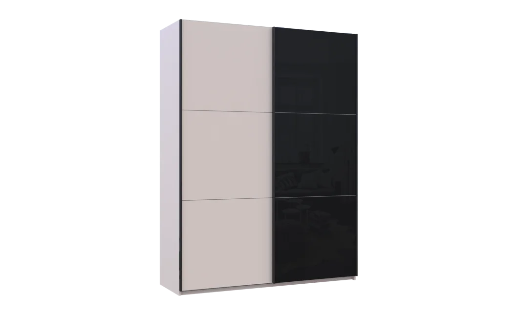 Šatní skříň s posuvnými dveřmi Doros G-Caiser Kašmír / Černá 1 DTD / 1 sklo / 3 části 180x60x240 (42005323)