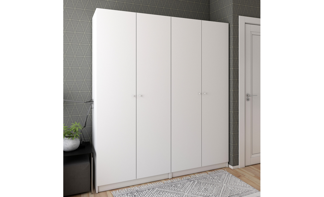Skříň na oblečení Doros Promo Bílá 2+2 dveře 180×48×204 (42005008)