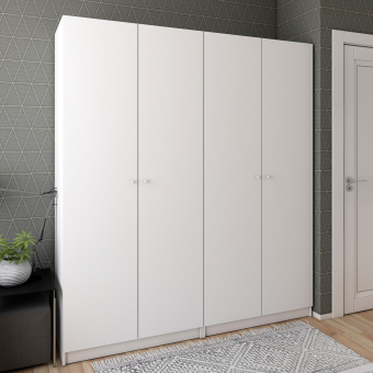 Skříň na oblečení Doros Promo Bílá 2+2 dveře 180×48×204 (42005008)