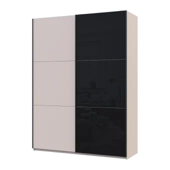 Šatní skříň s posuvnými dveřmi Doros G-Caiser Kašmír / Černá 1 DTD / 1 sklo / 3 části 180x60x240 (42005323)