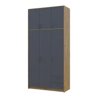 Šatní skříň Doros Rondy s vysokou antresolou Dub Artisan/Grafit 3 dvere 121×52×260 (42005187)