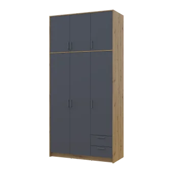 Šatní skříň Doros Rondy s vysokou antresolou Dub Artisan/Grafit 3 dvere 121×52×260 (42005187)
