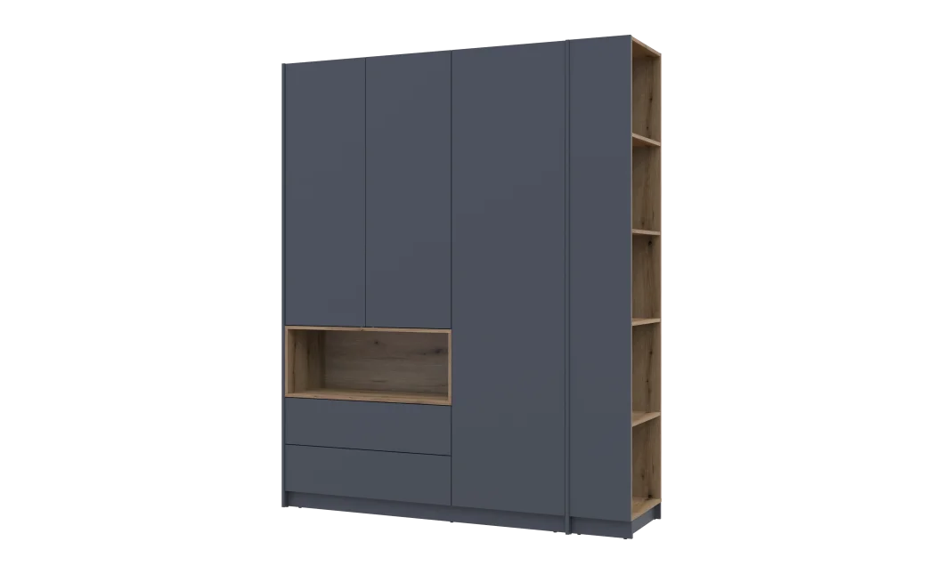 Šatní skříň s výklenkem a regálem Doros Dale Antracit/Dub Evok 3 dveře 178×52×220 (42005338)
